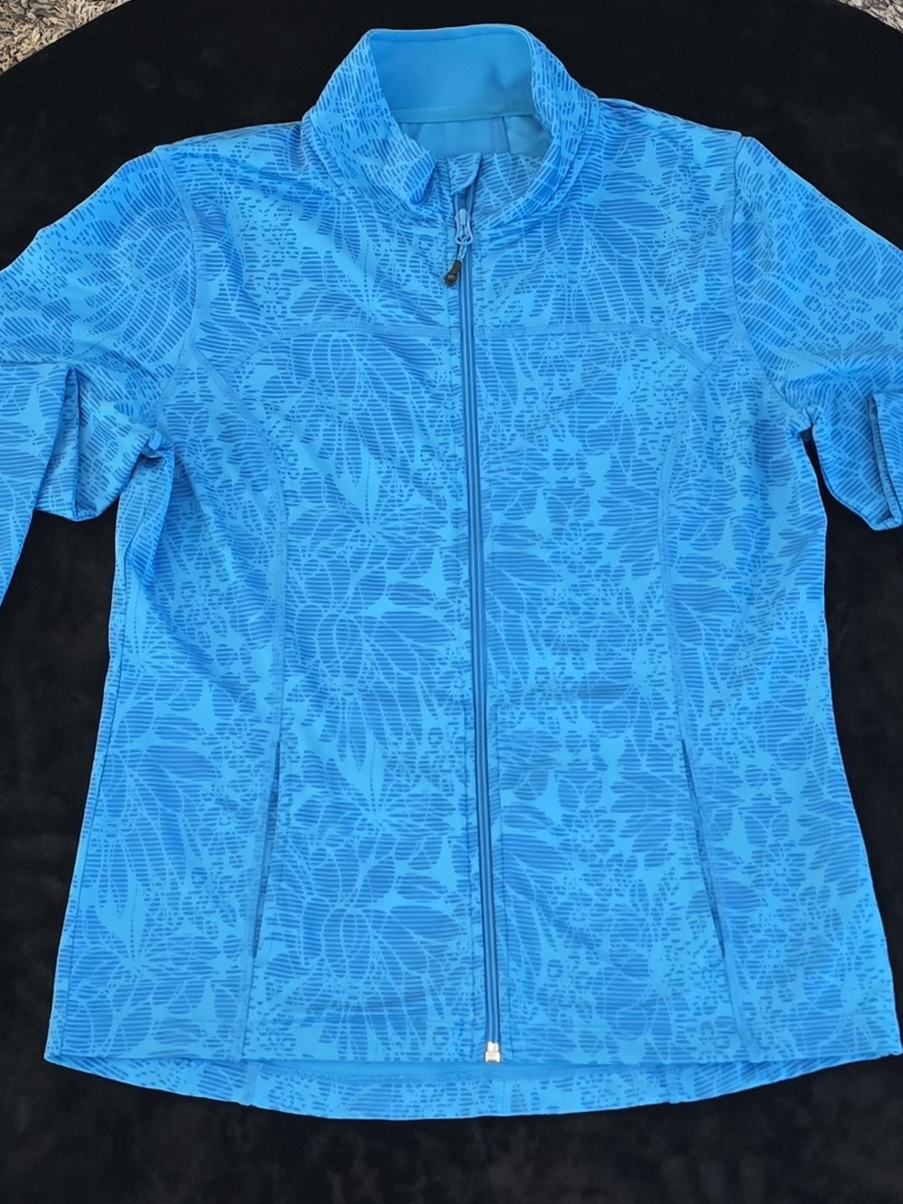 Women's Mondetta, Bright Blue Floral-Print Zip Activewear Jacket